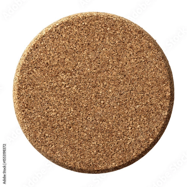 Obraz Round coaster in cork material. Isolated white background. Png format