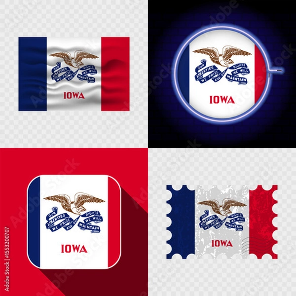 Fototapeta Creative Iowa Flag Icon Set Collection.