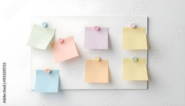 Fototapeta Pastel Bulletin Board with Notes and Icons
