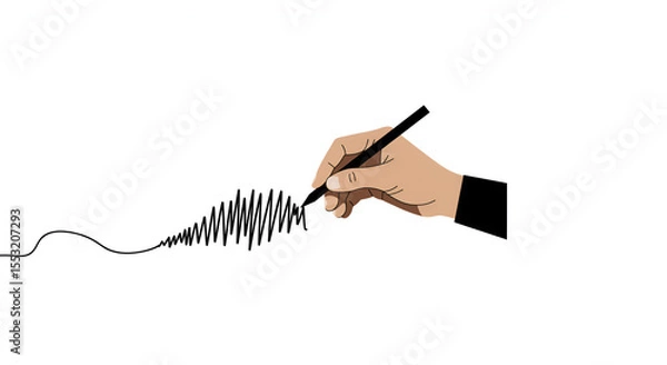 Fototapeta Oscillating line from writing hand
