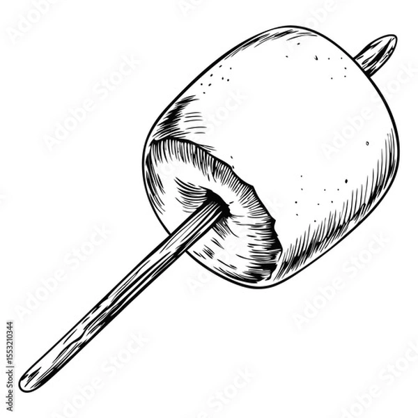 Fototapeta Toasted marshmallow on stick in black and white style