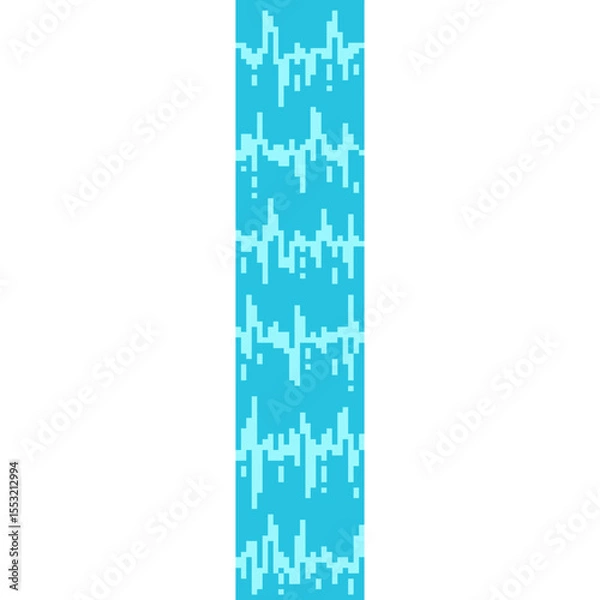Obraz Pixel art waterfall with splash – vertical stream with foam in retro 8-bit style