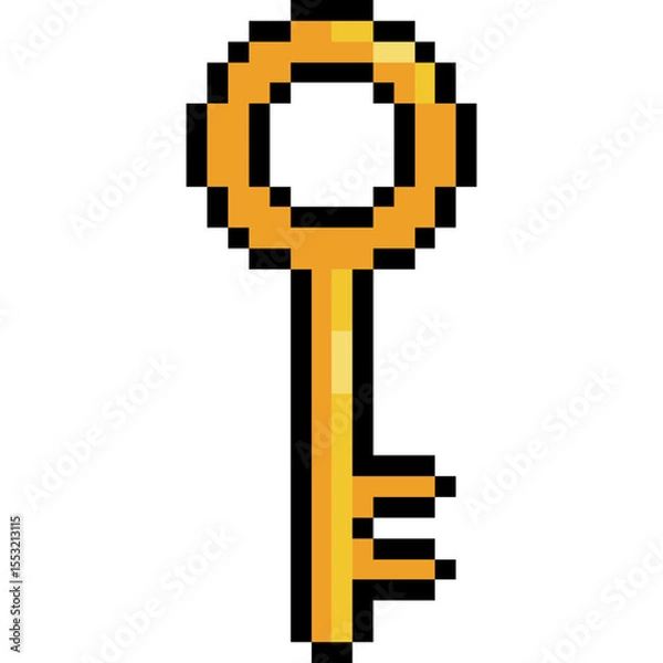 Obraz Pixel art golden key. Golden key in arcade game