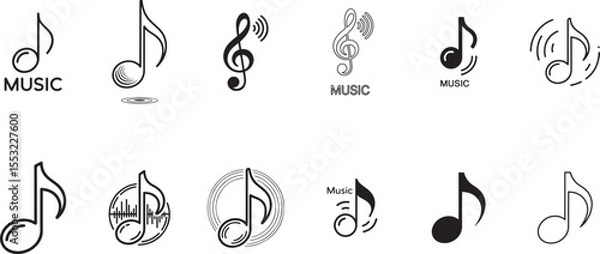 Obraz Music Line Art Icons | Black and White Vector Sound & Audio Symbols
