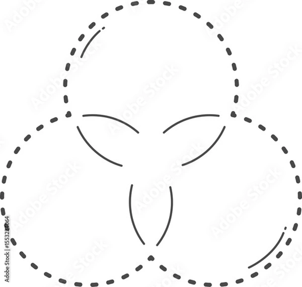 Obraz Trefoil shape illustration. Dotted line.