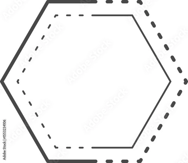 Obraz Simple drawing of hexagon. Dotted line.