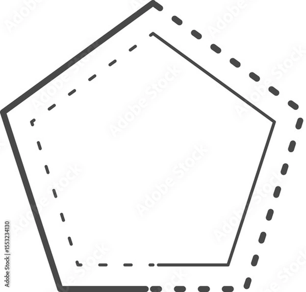 Obraz Simple drawing of pentagon. Dotted line.