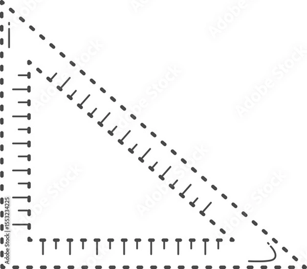 Obraz Classroom accessory. Dotted line of triangle ruler.