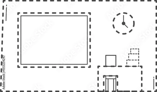 Obraz Classroom accessory. Dotted line of classroom.