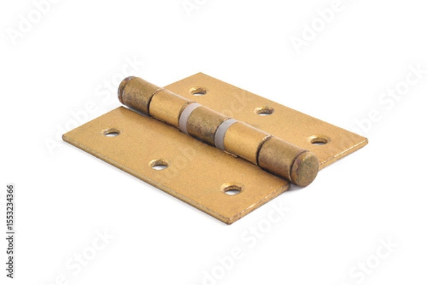 Obraz Brass door hinge isolated on white background