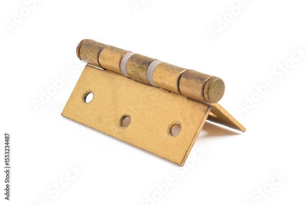 Obraz Brass door hinge isolated on white background