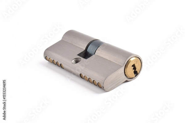Obraz The cylinder of the lock isolated on white background. Door lock cylinder.