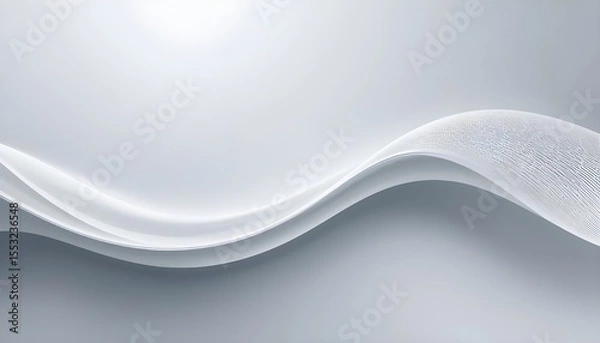 Fototapeta Abstract Light Gray and White Wave Background with Smooth Line Curves and Space Design