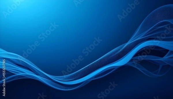 Fototapeta Abstract Blue Background with Flowing Waves and Curves in 21:9 Wide Format