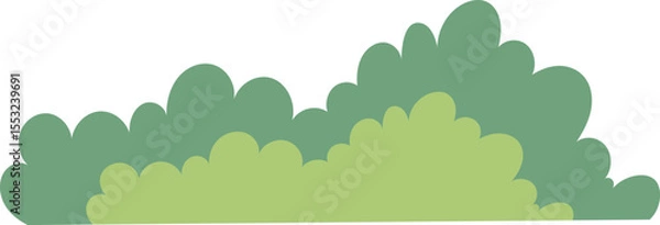 Fototapeta Minimal green bush with soft rounded leaf shapes illustration