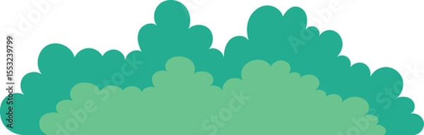 Fototapeta Flat green bush with rounded simple leafy shapes illustration