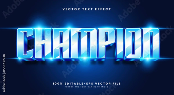 Fototapeta Champion 3d editable Text Effect Template Suitable for business logo and brand
