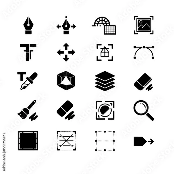 Fototapeta Black and white vector icon set for web, business, and internet communication