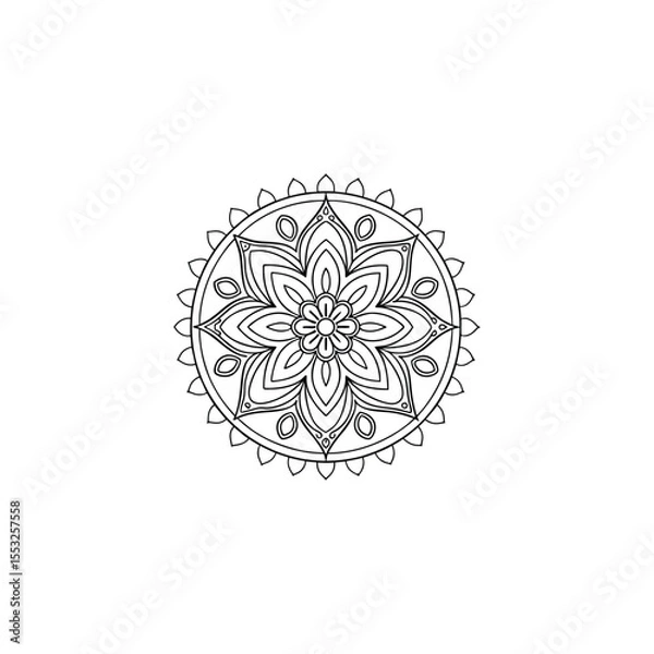 Fototapeta Circular pattern in the form of a mandala. Henna tatoo mandala. Mehndi style. Decorative pattern in oriental style. Coloring book page.