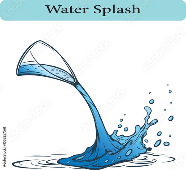 Obraz Elegant Line Art of a Water Splash from a Tilted Glass Vector illustration