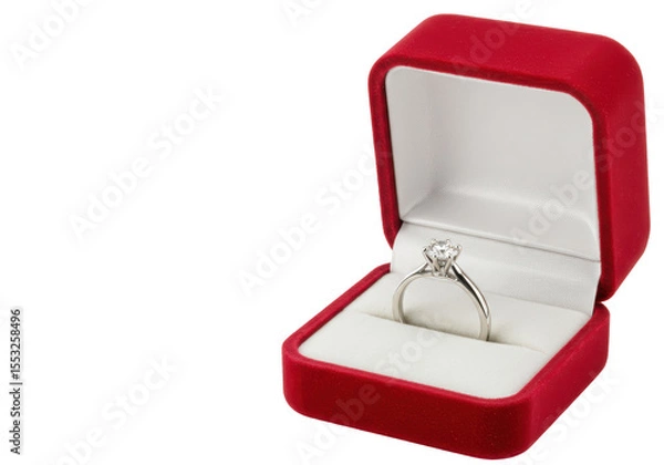 Obraz Isolated Sparkling Diamond Ring in Elegant Red Box