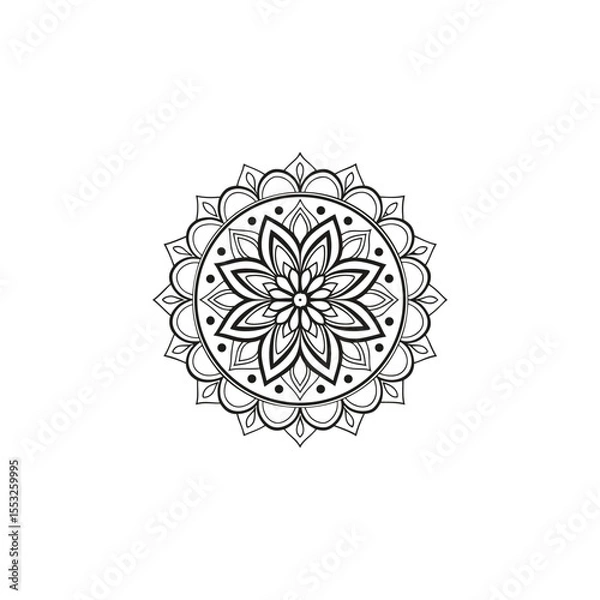 Fototapeta Circular pattern in the form of a mandala. Henna tatoo mandala. Mehndi style. Decorative pattern in oriental style. Coloring book page.