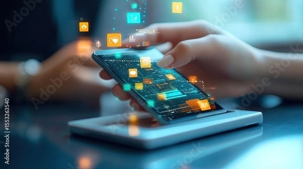 Fototapeta Employee engagement strategies using technology, promoting workplace satisfaction, productivity, and retention through innovative tools and platforms.