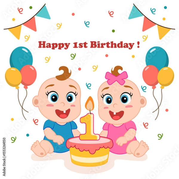 Obraz 1st birthday twins