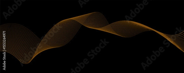Fototapeta Gold abstract waves background. Golden curve lines vector illustration isolated on black. Luxury glitter shiny swirl pattern. Elegant modern fashion design element.