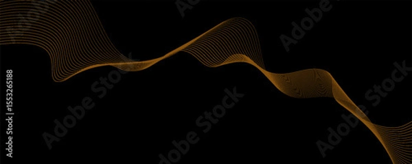 Fototapeta Gold abstract waves background. Golden curve lines vector illustration isolated on black. Luxury glitter shiny swirl pattern. Elegant modern fashion design element.