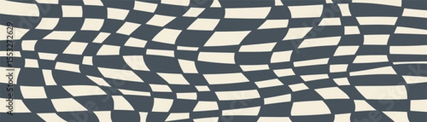 Obraz Twisted distorted checkered retro groovy pattern