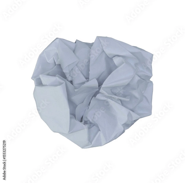 Fototapeta Crumpled white paper ball on transparent background png file