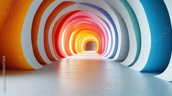 Obraz Abstract tunnel with vibrant gradient colors creating a dynamic and attractive futuristic background for digital use
