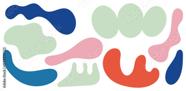 Fototapeta Abstract blob shape organic vector elements in pastel beige pink colors. Wavy liquid irregular forms in simple minimalistic style.