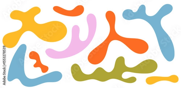 Fototapeta Abstract blob shape organic vector elements in pastel beige pink colors. Wavy liquid irregular forms in simple minimalistic style.