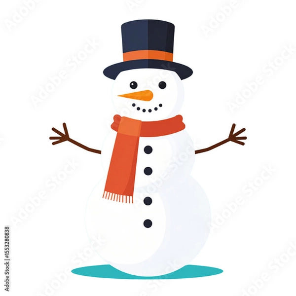 Fototapeta the illustration depicts a delightful snow figure against a solid black backdrop