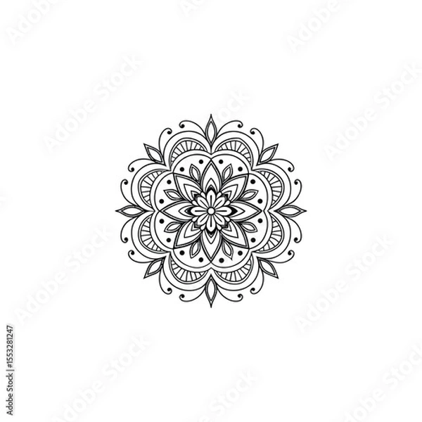 Fototapeta Circular pattern in the form of a mandala. Henna tatoo mandala. Mehndi style. Decorative pattern in oriental style. Coloring book page.