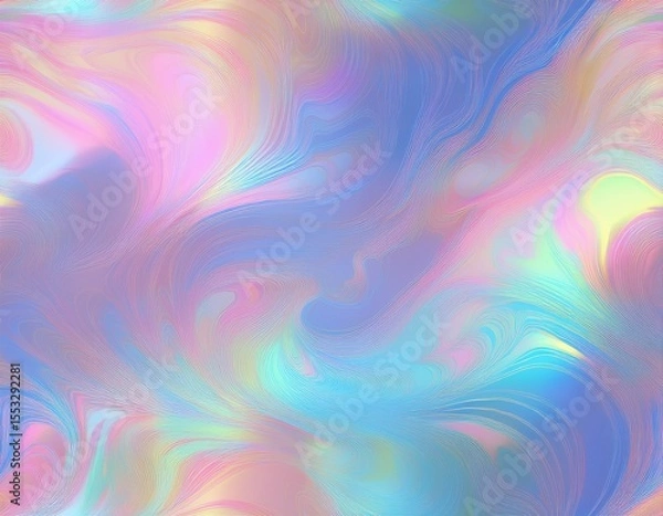 Fototapeta seamless trendy iridescent rainbow foil texture soft holographic pastel unicorn marble background pattern modern pearlescent blurry abstract swirl illustration