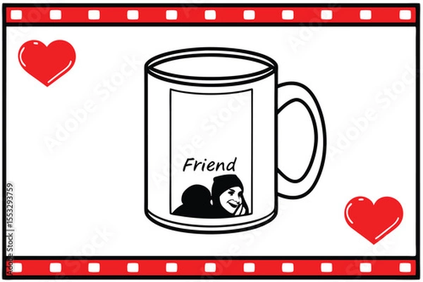 Fototapeta Personalized coffee mug design featuring a custom friend photo and text
