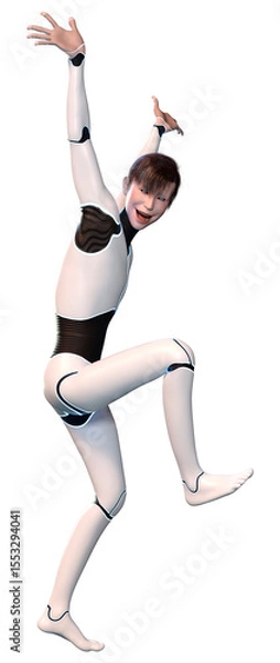 Fototapeta 3D Rendering Male Robot on White
