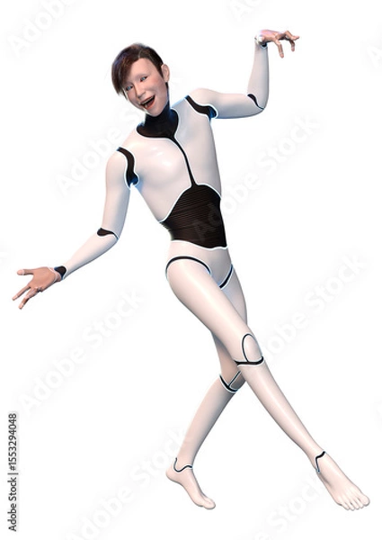 Fototapeta 3D Rendering Male Robot on White