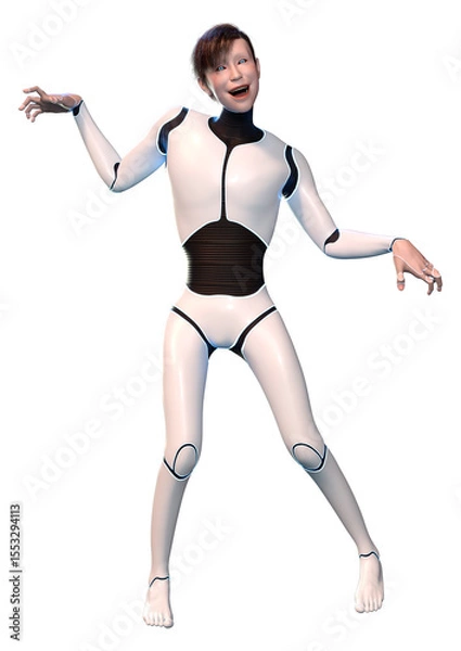 Fototapeta 3D Rendering Male Robot on White