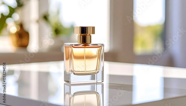 Obraz Elegant Perfume Bottle on Table with Natural Light