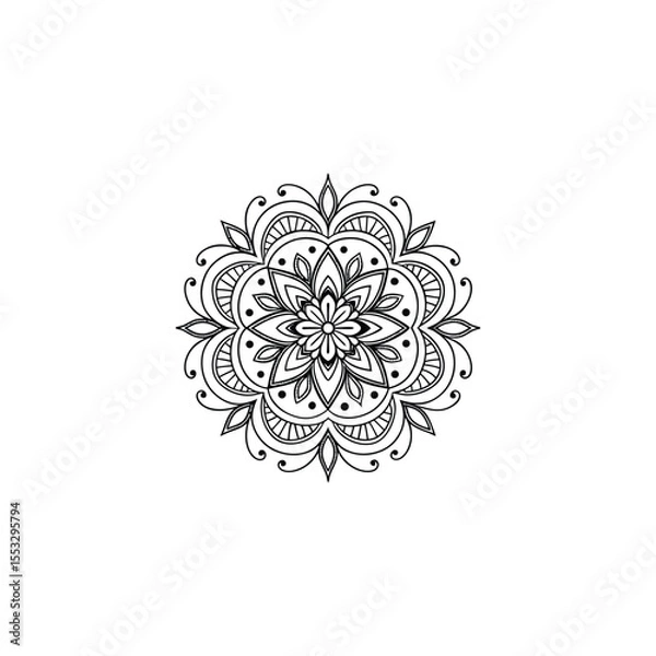 Fototapeta Circular pattern in the form of a mandala. Henna tatoo mandala. Mehndi style. Decorative pattern in oriental style. Coloring book page.
