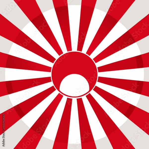 Fototapeta Abstract red and white sunburst pattern with central circle and arc