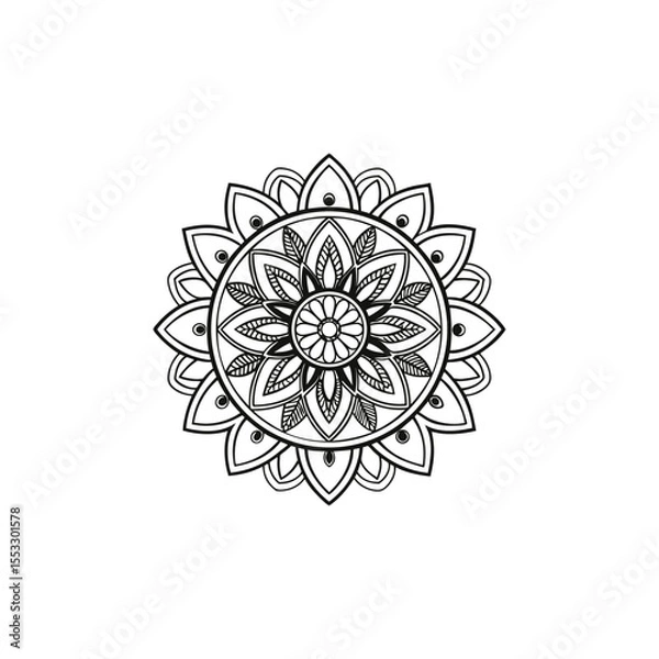 Fototapeta Circular pattern in the form of a mandala. Henna tatoo mandala. Mehndi style. Decorative pattern in oriental style. Coloring book page.
