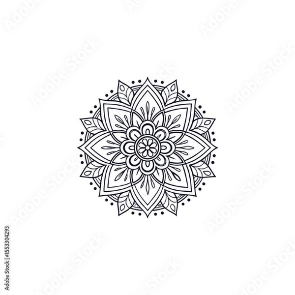 Fototapeta Circular pattern in the form of a mandala. Henna tatoo mandala. Mehndi style. Decorative pattern in oriental style. Coloring book page.