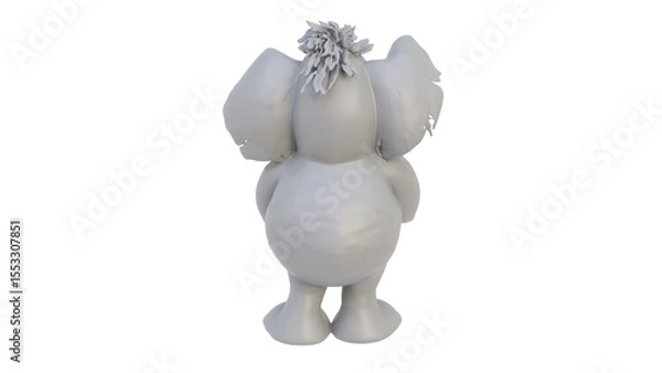 Fototapeta 3d render of an elephant figurine on a light background. 3d render.