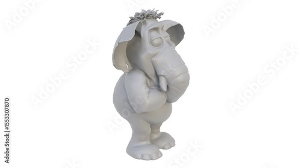 Fototapeta 3d render of an elephant figurine on a light background. 3d render.