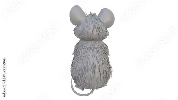 Fototapeta 3D render of a mouse figurine with cheese on a light background. 3D render.